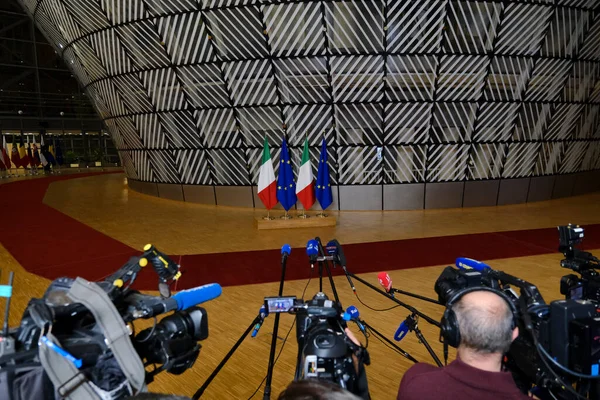Recién Nombrado Primer Ministro Italiano Giorgia Meloni Habla Prensa Tras — Foto de Stock