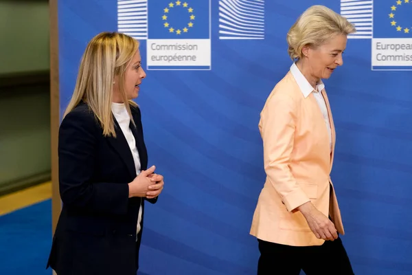 Primer Ministro Italiano Giorgia Meloni Presidenta Comisión Europea Ursula Von — Foto de Stock