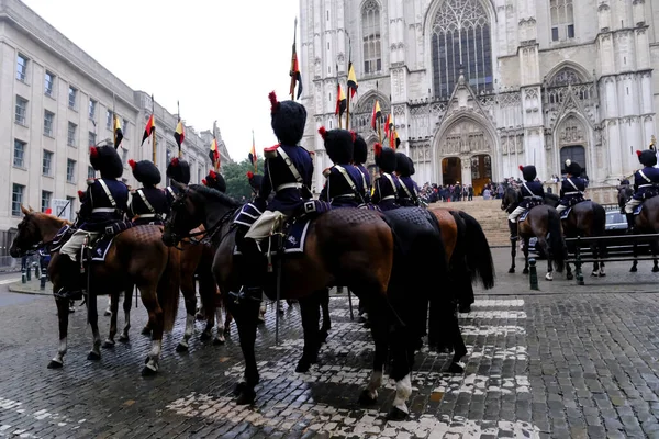 Guardia Real Caballos Durante Una Ceremonia Frente Catedral San Miguel — Foto de Stock
