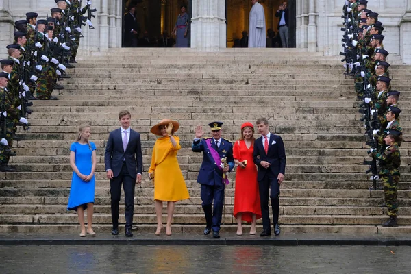 Βασιλική Οικογένεια Του Βελγίου Αναχωρεί Μετά Λειτουργία Του Deum Στον — Φωτογραφία Αρχείου
