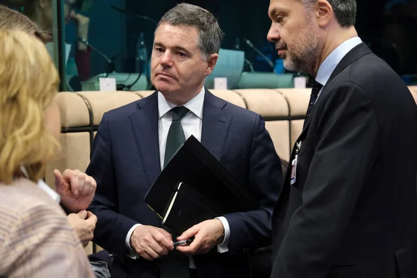 Irský Ministr Financí Paschal Donohoe Přijíždí Setkání Makroekonomickém Dialogu Evropskými — Stock fotografie
