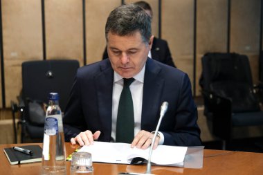  İrlanda Maliye Bakanı Paschal Donohoe, 7 Kasım 2022 'de Brüksel, Belçika' da Avrupa Sosyal Ortakları ile Makroekonomik Diyalog Toplantısına katılmak üzere geldi..