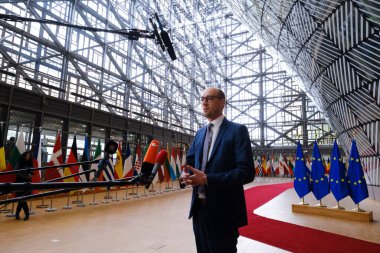 Maliye Bakanı Vincent Van Peteghem, Eurogroup Maliye Bakanlarının 7 Kasım 2022 'de Brüksel, Belçika' daki Avrupa Konseyi toplantısına katılmak üzere geldi..