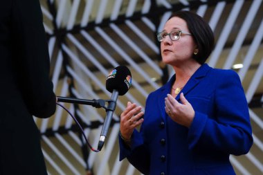 Maliye Bakanı Yuriko Backes, Eurogroup Maliye Bakanlarının 7 Kasım 2022 'de Brüksel, Belçika' daki Avrupa Konseyi 'nde yapacağı toplantıya katılmak üzere geldi..