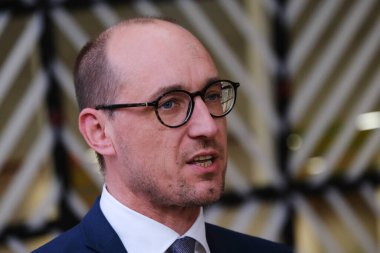 Maliye Bakanı Vincent Van Peteghem, Eurogroup Maliye Bakanlarının 7 Kasım 2022 'de Brüksel, Belçika' daki Avrupa Konseyi toplantısına katılmak üzere geldi..
