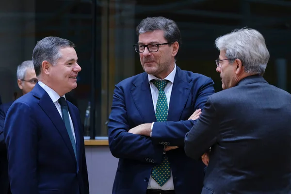 Paschal Donohoe Pénzügyminiszter Megérkezik Eurocsoport Pénzügyminisztereinek Ülésére Európai Tanács Brüsszeli — Stock Fotó