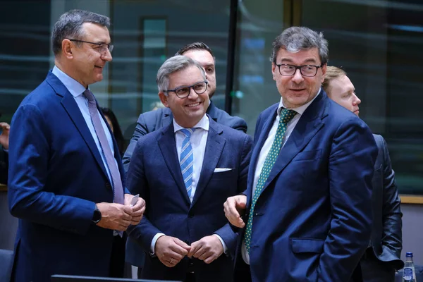 Janis Reirs Minister Finansów Przyjemność Uczestniczyć Posiedzeniu Ministrów Finansów Eurogrupy — Zdjęcie stockowe