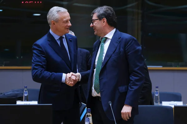 stock image Giancarlo Giorgetti, Minister for Finance arrives to attend in a meeting of Eurogroup Finance Ministers, at the European Council in Brussels, Belgium on Nov. 7, 2022.