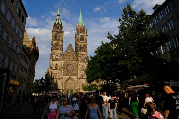 Frauenkirche Our Lady Kilisesi Temmuz 2022 Almanya Nın Nuremberg Kentinde — Stok fotoğraf