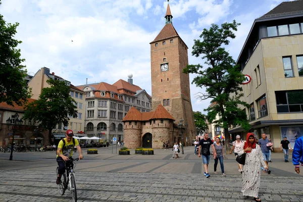 Människor Går Centrum Nürnberg Tyskland Den Juli 2022 — Stockfoto