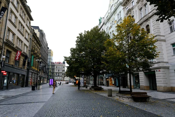 Puste Ulice Centrum Pragi Czechy Października 2022 — Zdjęcie stockowe