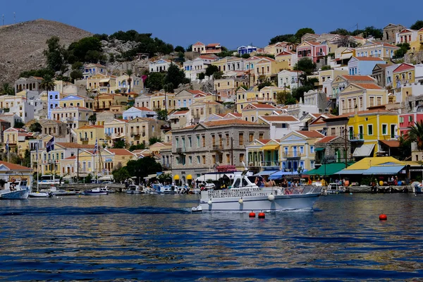 View Harbour Symi Greece August 2022 — Stock Photo, Image