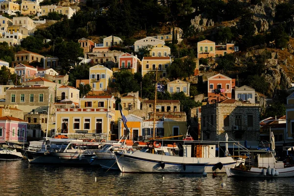 Widok Port Symi Grecja Sierpnia 2022 — Zdjęcie stockowe