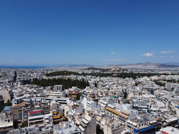 stock image A shot of Athens city from a drone showing the highly populated area in Greece on  August 15, 2022.