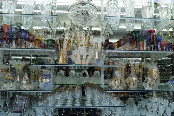 Kristallprodukte Aus Glattem Oder Handgeschliffenem Tschechischem Bohemia Kristall Zum Verkauf — Stockfoto