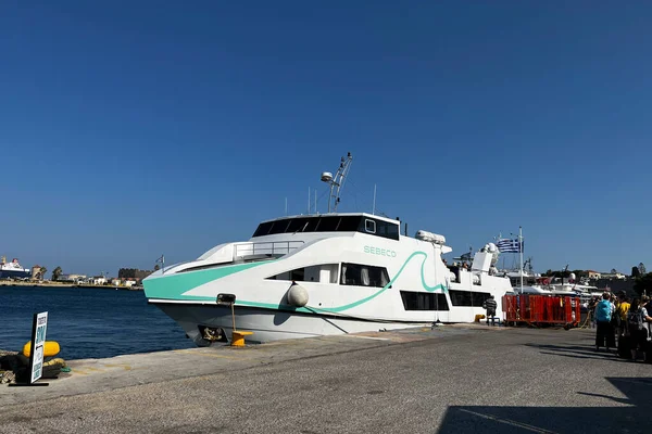 Лодка Видели Порту Сими Греции Августа 2022 Года — стоковое фото