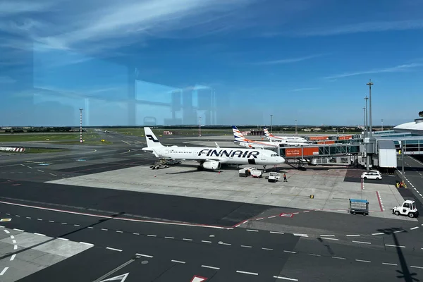 Avion Compagnie Aérienne Finnair Trouve Aéroport Prague République Tchèque Juillet — Photo