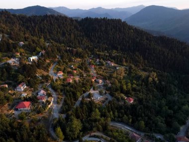 Yunanistan 'ın Lefka köyünün 10 Ağustos 2022 tarihli hava görüntüsü.