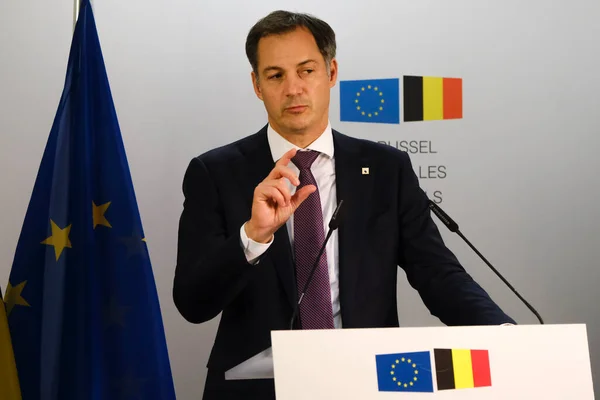 Stock image Belgian Prime Minister Alexander De Croo gives a presser at the end of  European Council in Brussels, Belgium on October 21, 2022.