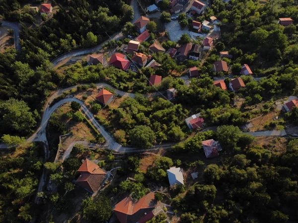 Yunanistan Lefka Köyünün Ağustos 2022 Tarihli Hava Görüntüsü — Stok fotoğraf