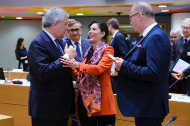 İtalya Başbakan Yardımcısı Antonio Tajani, 14 Kasım 2022 'de Belçika' nın Brüksel kentindeki Avrupa Konseyi 'nde yapılacak AB dışişleri bakanları toplantısına katılmak üzere ülkeye geldi..