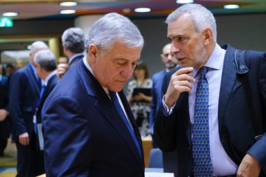 İtalya Başbakan Yardımcısı Antonio Tajani, 14 Kasım 2022 'de Belçika' nın Brüksel kentindeki Avrupa Konseyi 'nde yapılacak AB dışişleri bakanları toplantısına katılmak üzere ülkeye geldi..