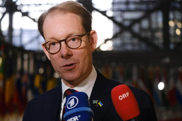 Tobías Billstrom Ministro Asuntos Exteriores Suecia Llega Para Asistir Una — Foto de Stock