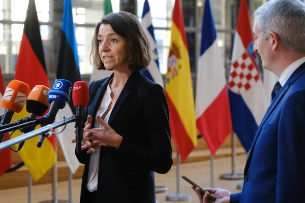 Stock image Laurence BOONE, State Secretary at the Ministry of Foreign Affairs of France arrives to attend in a meeting of EU foreign ministers, at the European Council in Brussels, Belgium on November 14, 2022.