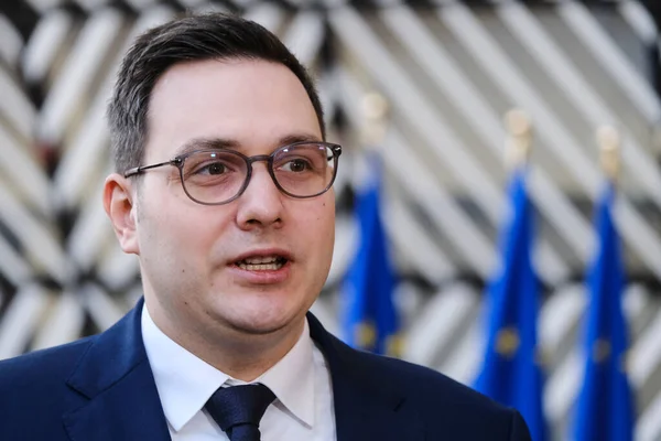 stock image Jan LIPAVSKY, Minister of Foreign Affairs of Czechia arrives to attend in a meeting of EU foreign ministers, at the European Council in Brussels, Belgium on November 14, 2022.