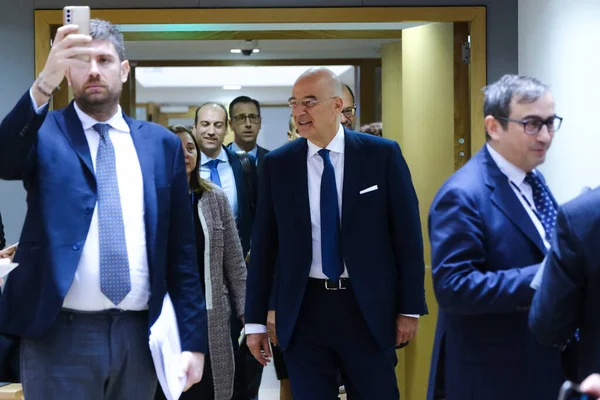 Nikos Dendias Ministro Asuntos Exteriores Grecia Llega Para Asistir Una — Foto de Stock
