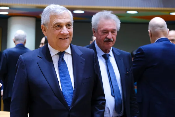 Antonio Tajani Wicepremier Włoch Przyjeżdża Posiedzenie Ministrów Spraw Zagranicznych Które — Zdjęcie stockowe