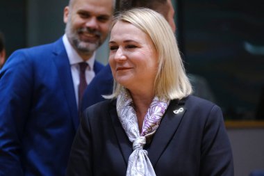  Jana Cernochova, AB savunma bakanlarının 15 Kasım 2022 'de Brüksel, Belçika' daki AB Konseyi binasında yaptıkları toplantıda.