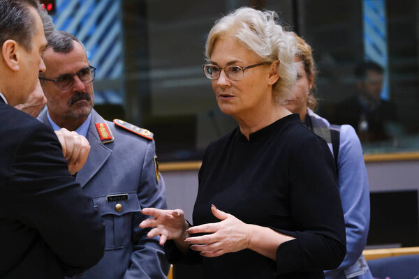 Christine Lambrecht ,Minister of Defence during a meeting of EU defense ministers at the EU Council building in Brussels, Belgium on Nov. 15, 2022.