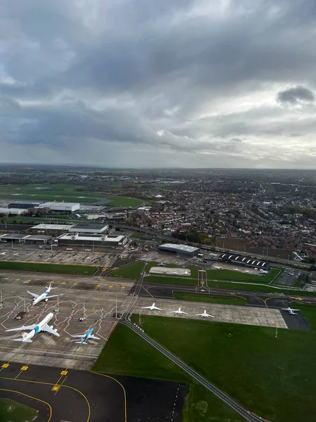 Vue Aérienne Des Avions Stationnés Brussels Airport Belgique Novembre 2022 — Photo