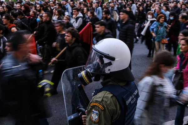 Студенти Викрикують Гасла Центрі Афін Греція Листопада 2022 Року Під — стокове фото