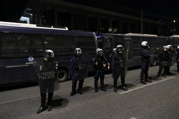 Полиция Охраняет Территорию Время Демонстрации Посольства Сша Афинах Ноября 2022 — стоковое фото