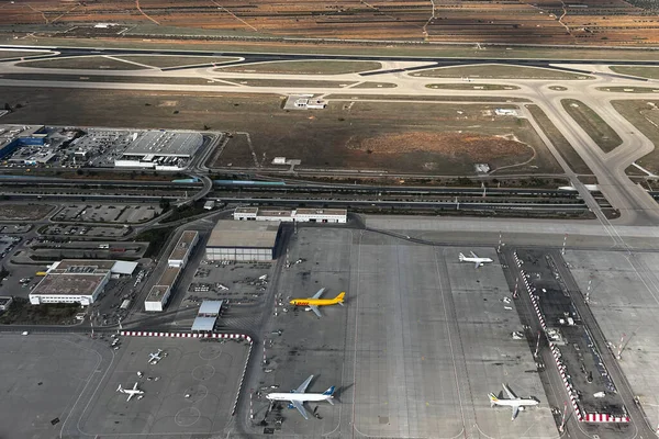 Vue Aérienne Des Avions Stationnés Aéroport Athènes Grèce Novembre 2022 — Photo