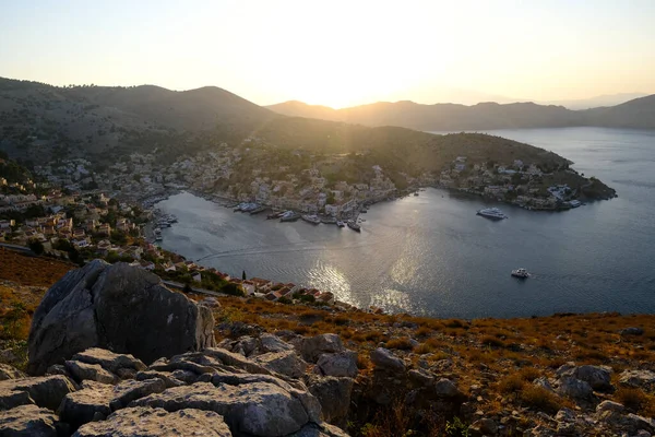 Vista Panorámica Del Puerto Symi Grecia Agosto 2022 —  Fotos de Stock