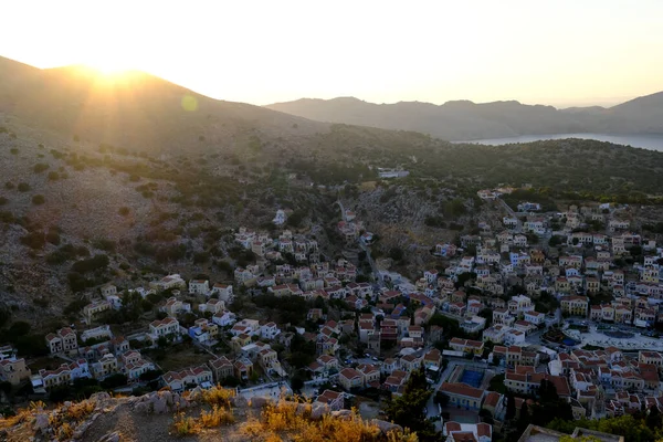 Панорамный Вид Гавань Сими Греция Августа 2022 Года — стоковое фото