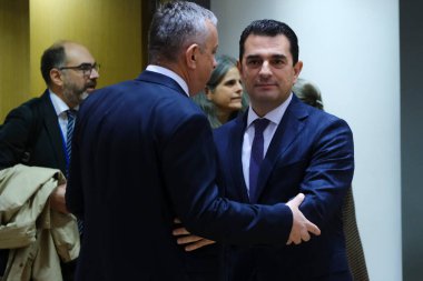 Enerji Bakanı Konstantinos SKREKAS, 24 Kasım 2022 'de Belçika' nın Brüksel kentindeki AB genel merkezinde düzenlenen olağandışı bir Avrupa Birliği enerji bakanları toplantısına katılmak üzere geldi..