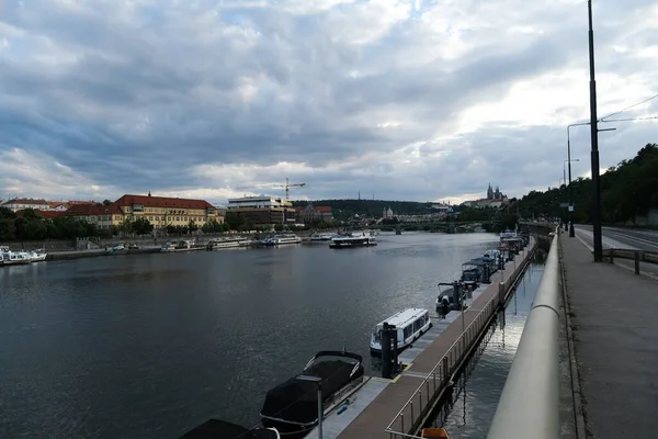 View Vltava River Which Longest River Czech Republic Prague July — стоковое фото