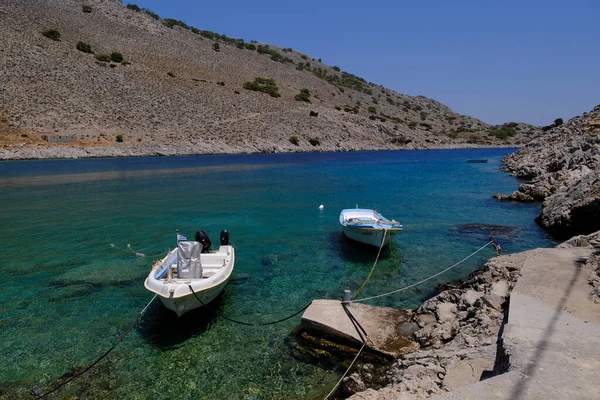 Fish Boat Beach Symi Island Greece August 2022 — Stock Photo, Image