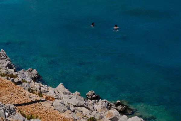 Una Costa Rocosa Isla Symi Grecia Agosto 2022 —  Fotos de Stock
