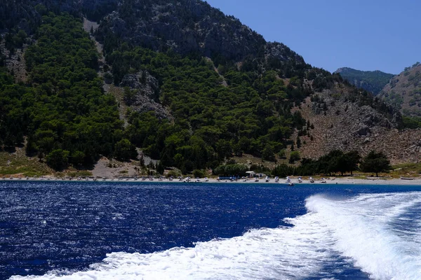 Wake Water Trail Ferry Ship Symi Island Greece July 2022 — Stock Photo, Image