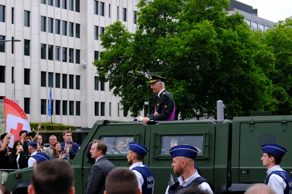 Rey Felipe Bélgica Durante Desfile Militar Bruselas Bélgica Julio 2022 — Foto de Stock