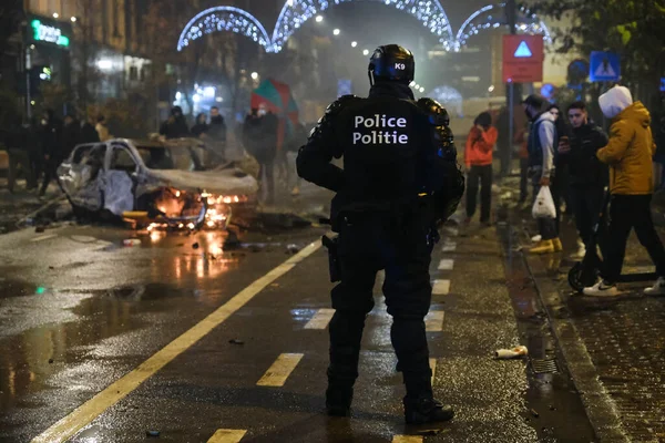 Manifestantes Enfrentaron Con Policía Antidisturbios Después Del Partido Fútbol Copa — Foto de Stock