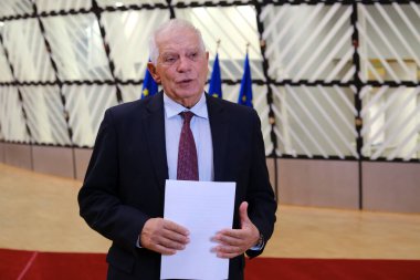 Josep BORRELL FONTELLES, AB yetkilisi 28 Kasım 2022 'de Brüksel, Belçika' daki Avrupa Bakanlar Kurulu 'na katılmak üzere geldi.