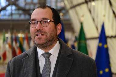Bakan Joao COSTA, 28 Kasım 2022 'de Brüksel, Belçika' daki Avrupa Bakanlar Kurulu 'na katılmak üzere geliyor..