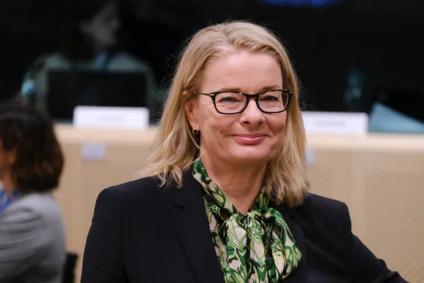 stock image Lotta EDHOLM, minister arrives to take part in European Ministers Council in Brussels, Belgium on November 28, 2022.