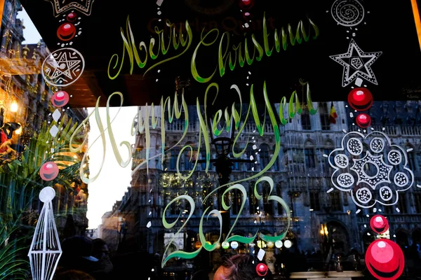 Gente Disfruta Comida Mercado Navidad Bruselas Bélgica Noviembre 2022 — Foto de Stock
